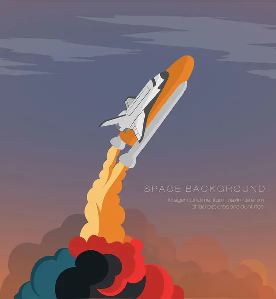 Fumée Rampe Lancement Shuttle Vole Dans Espace Illustration Vectorielle Graphismes Vectoriels