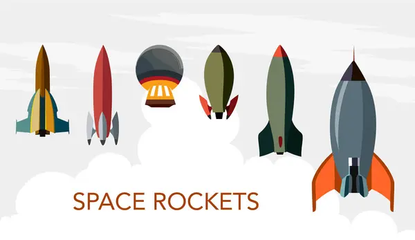 Smoke Launch Pad Shuttle Flies Space Vector Illustration Royalty Free Stock Illustrations