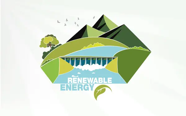 Renewable Energy Earth Sun Wind Water Vector Illustration Vector Graphics