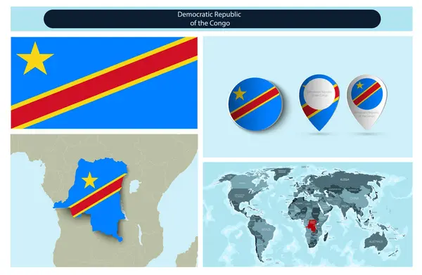 Infografías Políticas Hechas Mapas Banderas Ilustración Vectorial — Vector de stock