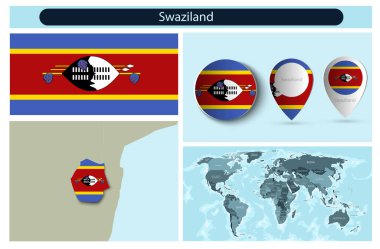 Haritalardan ve bayraklardan yapılmış politik bilgi grafikleri. Vektör illüstrasyonu