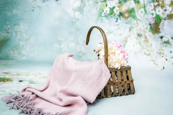 Newborn Digital Background floral basket