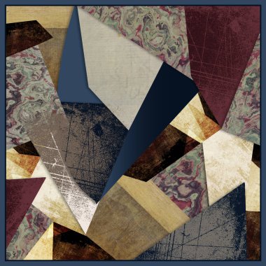 Geometrik renkli ipek eşarp tasarımı