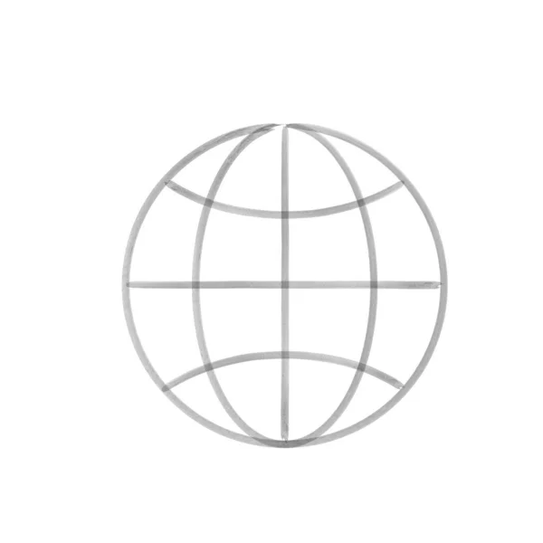 Ícone Grade Terra Wireframe Desenhado Mão Símbolo Esfera Globo Estoque — Vetor de Stock