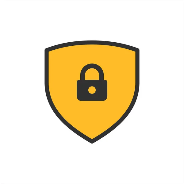 Sköld Säkerhet Med Lås Symbol Skydd Säkerhet Lösenord Säkerhet Vektor — Stock vektor