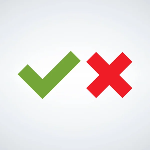 Checkmark Sinal Marca Cruzada Verde Vermelho Botão Pergunta Teste Ilustração — Vetor de Stock