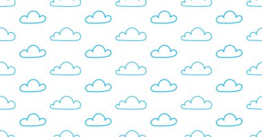 Açık mavi gökyüzü doğrusal bulutlar kusursuz vektör deseni. Süs, hediye paketleme kağıdı, şablon dolguları ve web sayfası arkaplanı için kullanılabilir