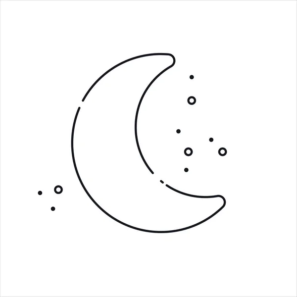 月球线形轮廓图标 简朴简约的夜晚图形符号 孤立的种群向量说明 — 图库矢量图片