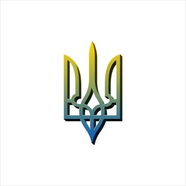 Ukrayna Devleti arması Ulusal Ukrayna sembolü Trident simgesi. Stok vektör çizimi izole edildi