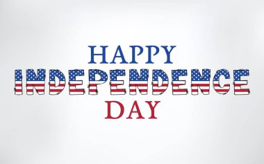 Happy Independence Day lettering, 4th of July greeting card letters with United States national flag colors. Stock vector illustration isolated