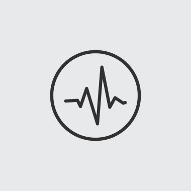 Vektör doğrusal darbe simgesi. Kardiyogram dalgası. Stok vektör çizimi izole edildi