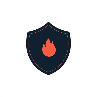 Alev işaretli kalkan. Koruma kalkanı, Vektör ikonunu yak. Stok vektör çizimi izole edildi