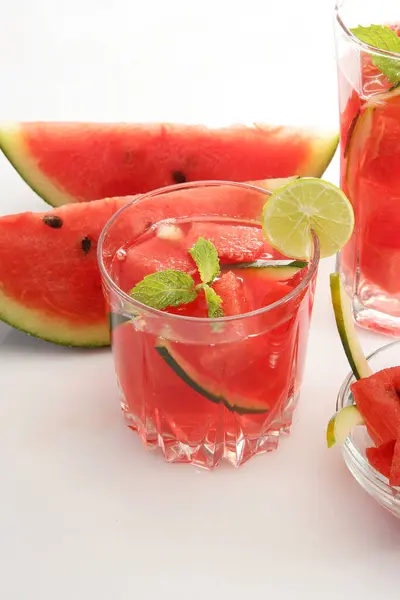 Fresh Watermelon Juice With Mint and Watermelon Slices