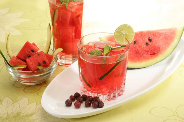 Fresh Watermelon Juice With Mint and Watermelon Slices