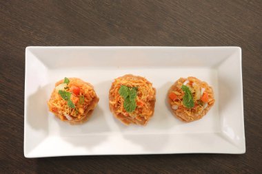 Sev Puri Chaat ya da sokak yemeği Sev Puri, Hint Chaat çerezi