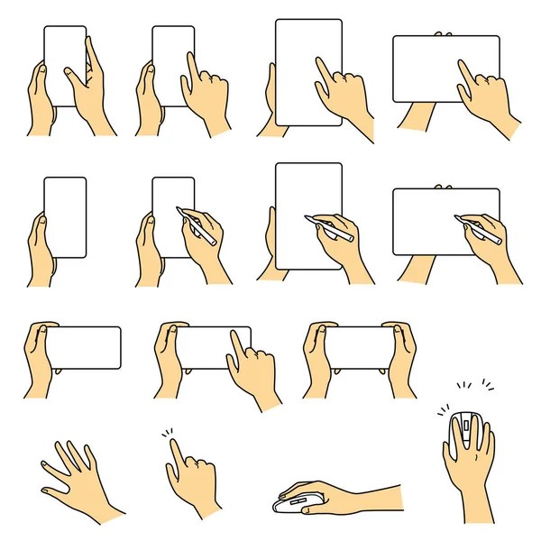 Handgestures Smartphone Tablet Vector File Set — стоковый вектор