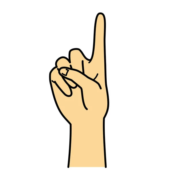 Gesto Mão Sinal Mão Número Apontando Para Cima Ilustração — Fotografia de Stock