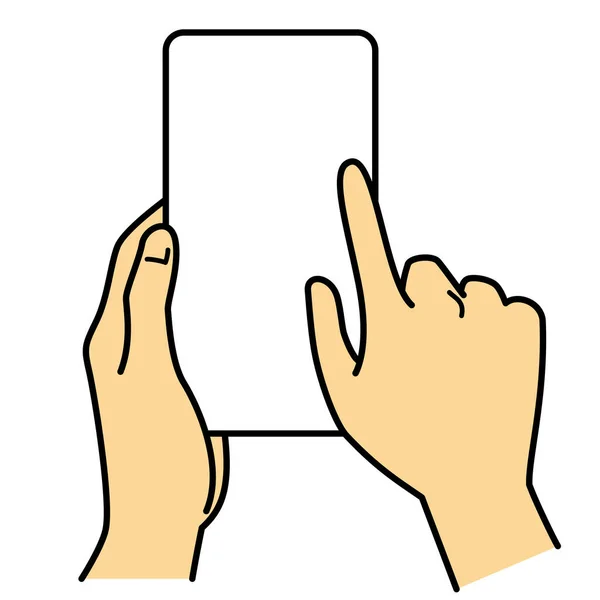スマートフォン タッチスクリーン イラスト画像 Jpegを保持する手 — ストック写真