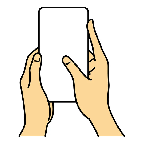 Ręce Trzymając Smartfona Dotykając Ekranu Obraz Ilustracji Jpeg — Zdjęcie stockowe