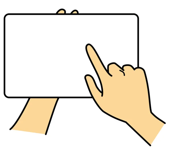 Mãos Segurando Tablet Tela Sensível Toque Imagem Ilustração Jpeg — Fotografia de Stock