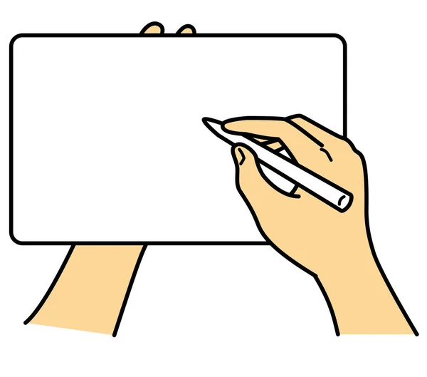Hände Halten Tablet Stift Illustrationsbild Jpeg — Stockfoto