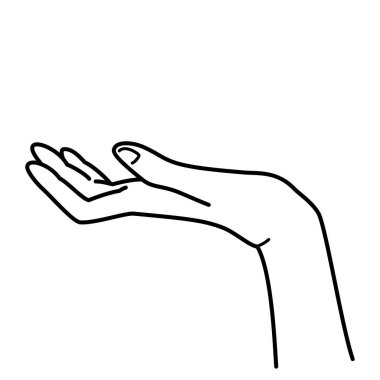 hand holding something, monochrome line illustration