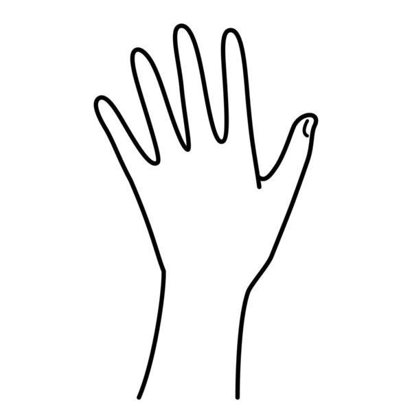 back of the hand, fingers, monochrome line illustration