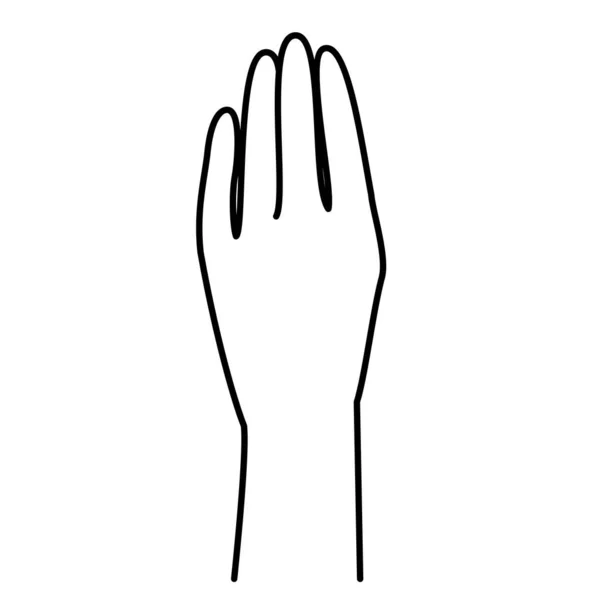 back of the hand, holding, monochrome line illustration