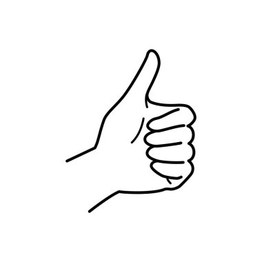 hand gesture, hand sign, thumbs up, good, monochrome illustration