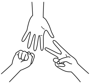 hand gesture, play, Rock-paper-scissors, gesturing, monochrome illustration