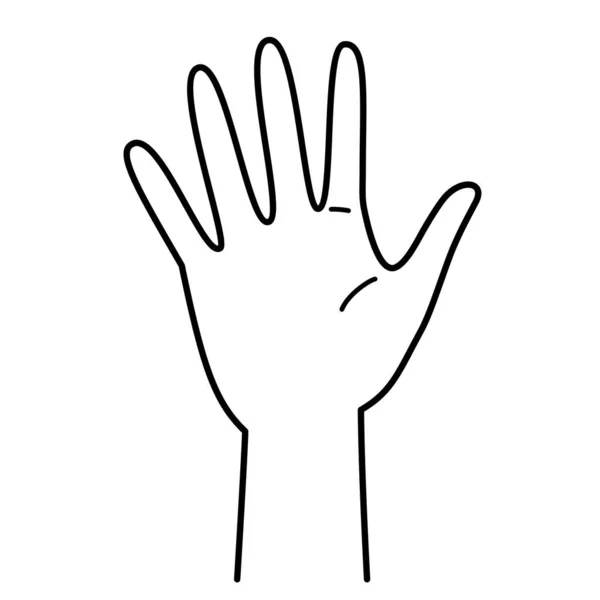 hand gesture, number 5, palm hand, five fingers, monochrome illustration