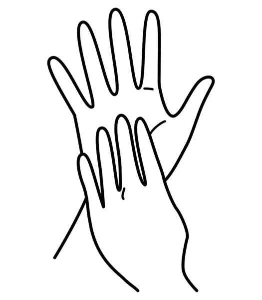 hand gesture, hand sign, number 9, nine, both hands,  monochrome illustration