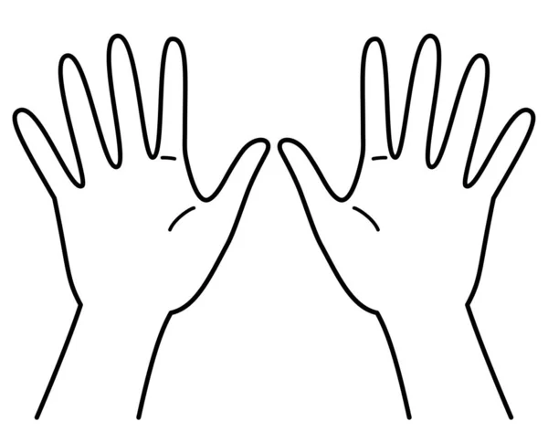 hand gesture, hand sign, number 10, both hands , monochrome illustration