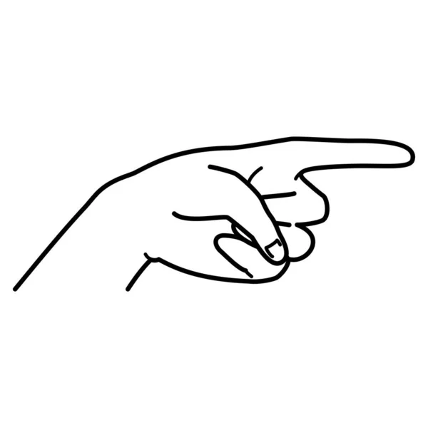 hand gesture, hand sign, forefinger pointing, monochrome illustration