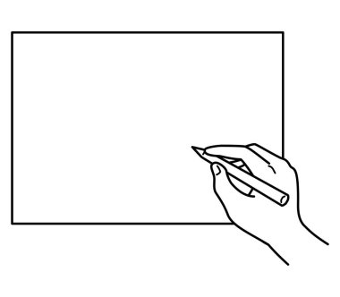 hand writing on paper, drawing on paper, monochrome illustration