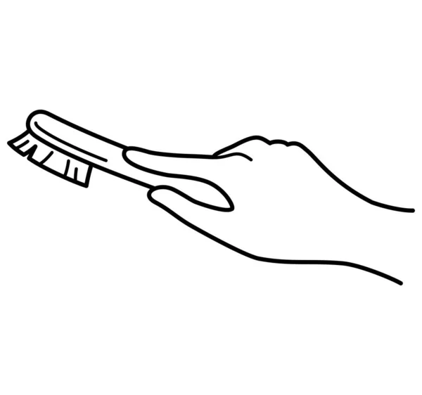 hand, cleaning with hand brush, monochrome illustration