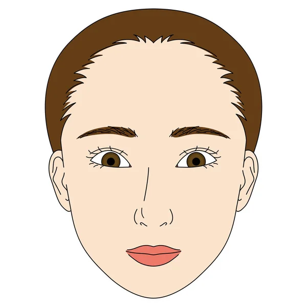 Женское Лицо Двойные Веки Миндальные Глаза Санпаку — стоковый вектор