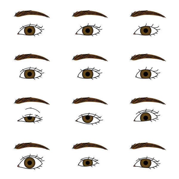 Olhos Sobrancelhas Mulher Formas Diferentes Arquivo Vetor Ilustração — Vetor de Stock