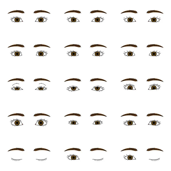 Woman Eyes Eyebrows Different Shapes Both Eyes Illustration Vector File — Stock Vector