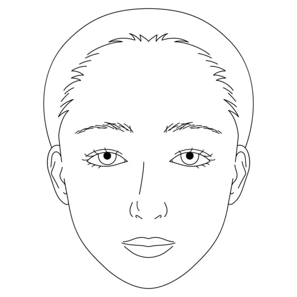 Woman Face Double Eyelids Almond Eyes Sanpaku Outline Illustration — Stock Vector