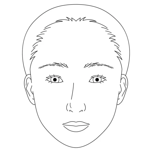 Žena Tvář Dvojitá Víčka Malé Oči Obrys Ilustrace — Stockový vektor
