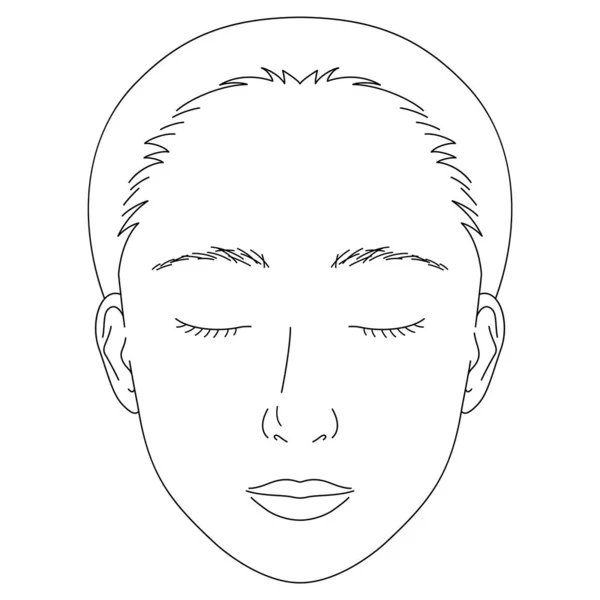 Žena Tvář Oči Zavřené Obrys Ilustrace — Stockový vektor