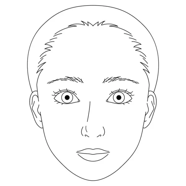 Frauengesicht Doppelte Augenlider Große Augen Umrissillustration — Stockvektor