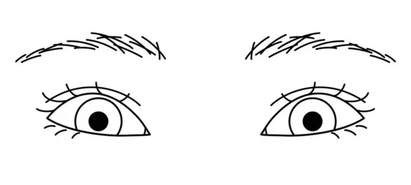 Oczy Kobiety Podwójne Powieki Migdałowe Oczy Sanpaku Ilustracja Konturu — Wektor stockowy