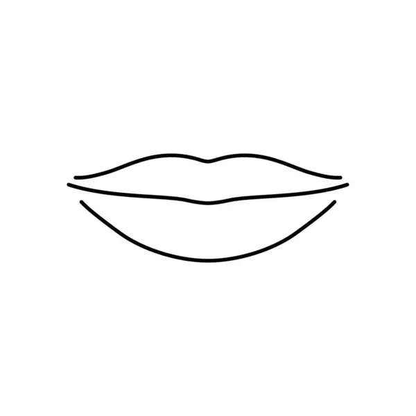 Mund Lippen Umriss Schwarz Weiß Illustration — Stockvektor