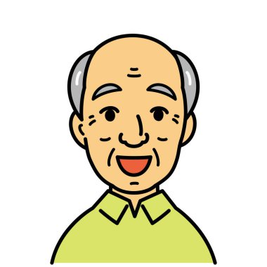 gentle old man, smiling, vector illustration