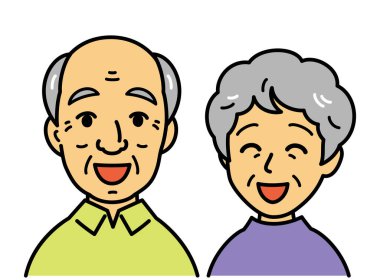 gentle old man and woman, smiling, vector illustration