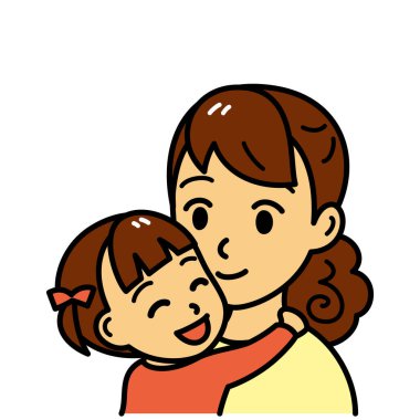 young woman and her daughter, vector illustration