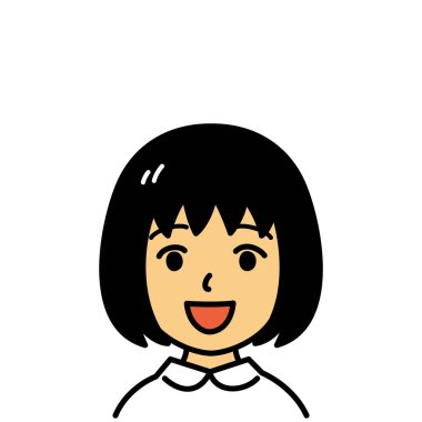 Asian little girl, smiling, vector illustration