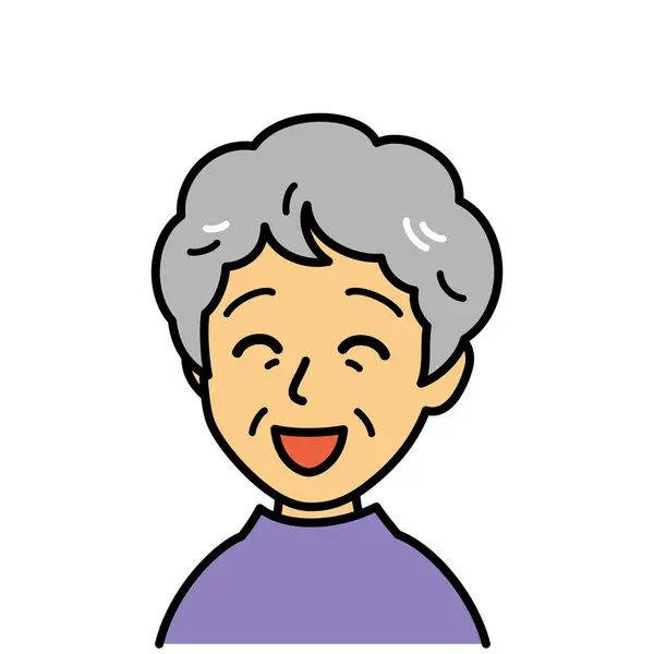 Gentle Old Woman Smiling Vector Illustration — Vetor de Stock
